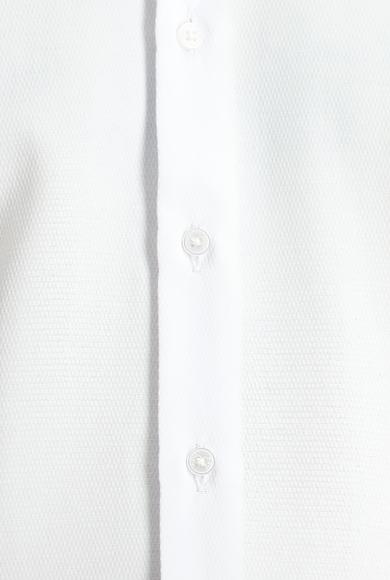 Erkek Giyim - BEYAZ XL Beden Uzun Kol Klasik Desenli Manşetli Pamuklu Gömlek