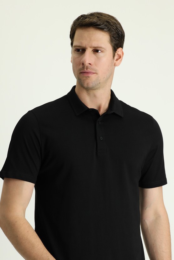 Erkek Giyim - Polo Yaka Regular Fit Nakışlı Süprem Pamuk Tişört