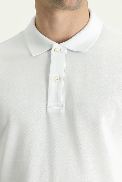 Erkek Giyim - BEYAZ 4X Beden Polo Yaka Regular Fit Nakışlı Pamuk Tişört