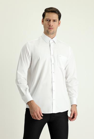 Erkek Giyim - BEYAZ M Beden Uzun Kol Non Iron Klasik Pamuklu Gömlek