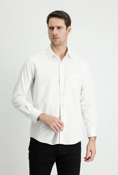 Erkek Giyim - BEYAZ S Beden Uzun Kol Non Iron Saten Pamuklu Gömlek