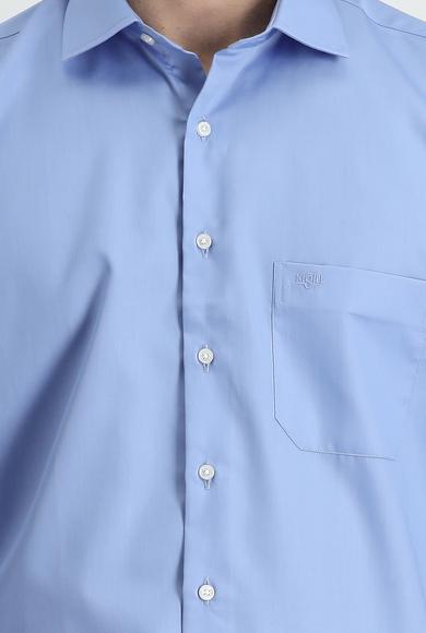 Erkek Giyim - GÖK MAVİSİ S Beden Uzun Kol Non Iron Saten Pamuklu Gömlek