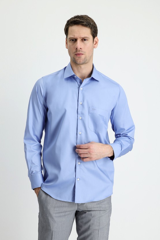 Erkek Giyim - Uzun Kol Non Iron Saten Pamuklu Gömlek