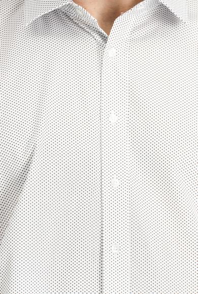 Erkek Giyim - AÇIK MAVİ XL Beden Uzun Kol Baskılı Slim Fit Dar Kesim Pamuk Gömlek