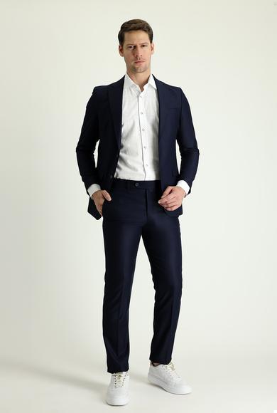 Erkek Giyim - KOYU LACİVERT 46 Beden Slim Fit Klasik Takım Elbise