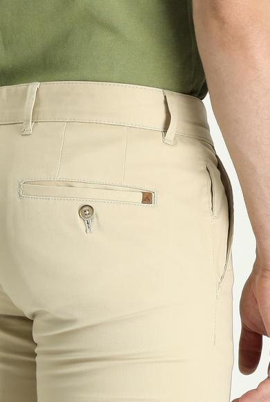 Erkek Giyim - AÇIK BEJ 46 Beden Slim Fit Likralı Kanvas / Chino Pantolon