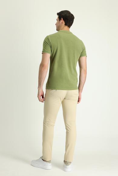 Erkek Giyim - AÇIK BEJ 46 Beden Slim Fit Likralı Kanvas / Chino Pantolon