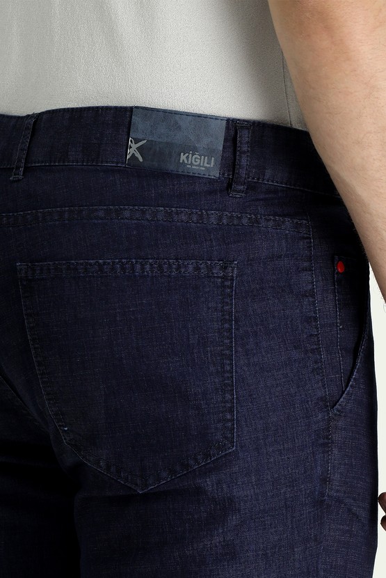 Erkek Giyim - Regular Fit Likralı Denim Look Pantolon