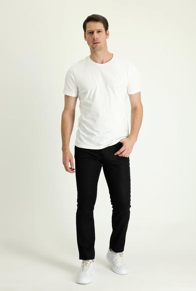 Erkek Giyim - SİYAH 50 Beden Regular Fit Pamuklu Keten Kanvas / Chino Pantolon