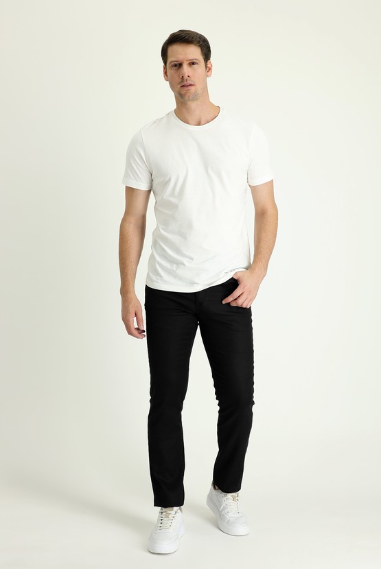 Erkek Giyim - Regular Fit Pamuklu Keten Kanvas / Chino Pantolon