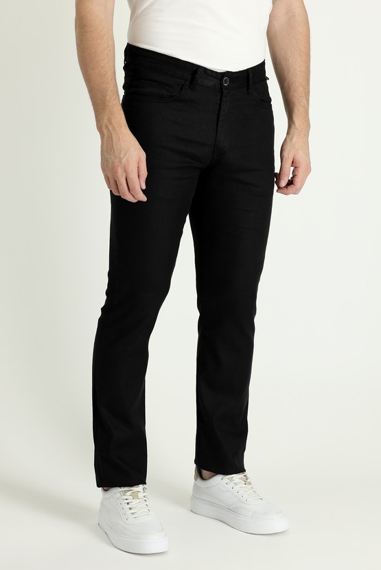 Erkek Giyim - Regular Fit Pamuklu Keten Kanvas / Chino Pantolon