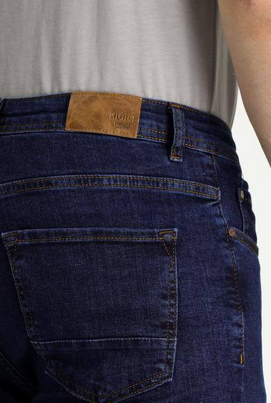 Erkek Giyim - ORTA LACİVERT 64 Beden Regular Fit Likralı Denim Pantolon