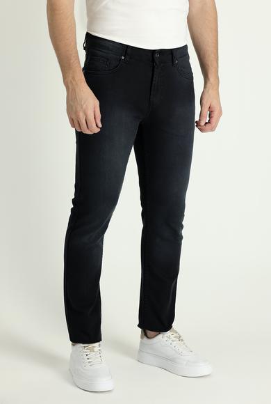 Erkek Giyim - SİYAH 54 Beden Süper Slim Fit Likralı Denim Pantolon