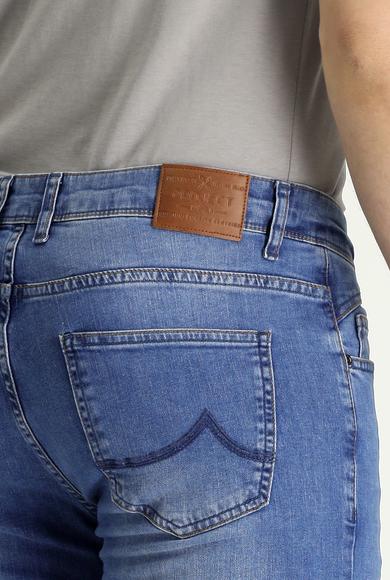 Erkek Giyim - MAVİ 48 Beden Süper Slim Fit Likralı Denim Pantolon