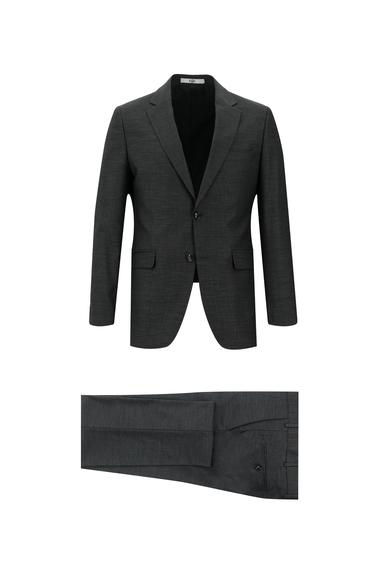 Erkek Giyim - KOYU FÜME 50 Beden Slim Fit Klasik Desenli Takım Elbise