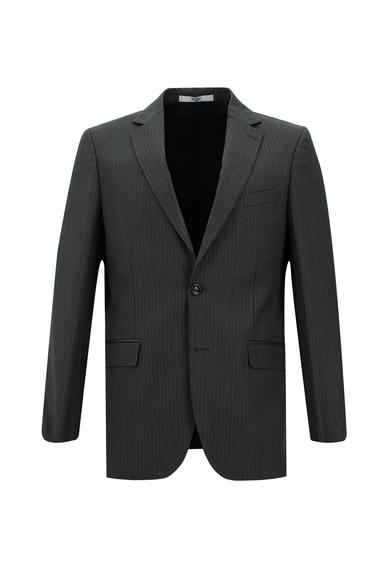 Erkek Giyim - ORTA ANTRASİT 50 Beden Klasik Çizgili Takım Elbise