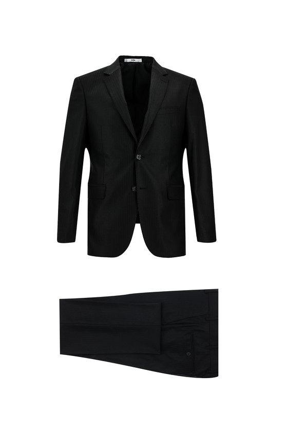 Erkek Giyim - Slim Fit Dar Kesim Klasik Çizgili Takım Elbise