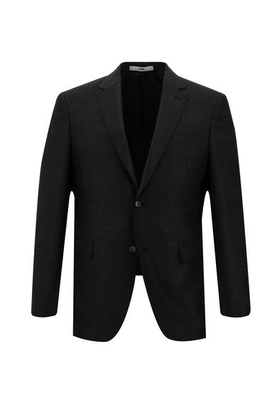 Erkek Giyim - KOYU ANTRASİT 52 Beden Slim Fit Klasik Çizgili Takım Elbise