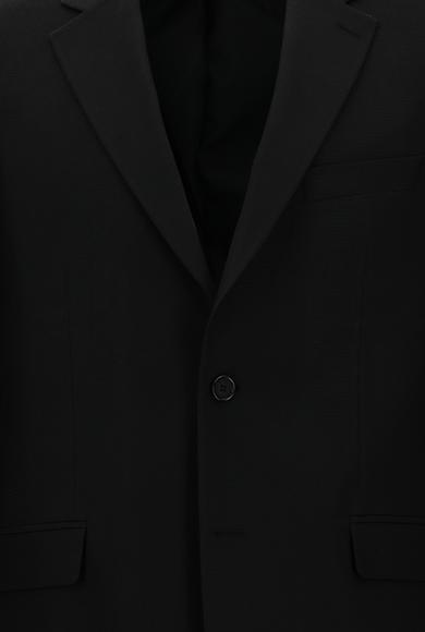 Erkek Giyim - Siyah 50 Beden Yünlü Klasik Desenli Ceket