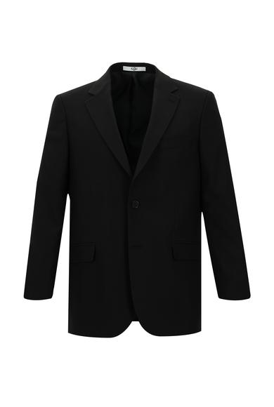 Erkek Giyim - Siyah 50 Beden Yünlü Klasik Desenli Ceket