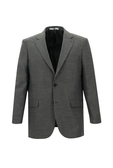 Erkek Giyim - ORTA FÜME 56 Beden Yünlü Klasik Desenli Ceket