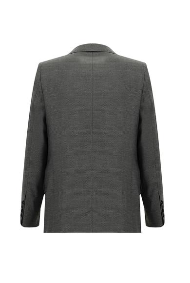 Erkek Giyim - ORTA FÜME 56 Beden Yünlü Klasik Desenli Ceket
