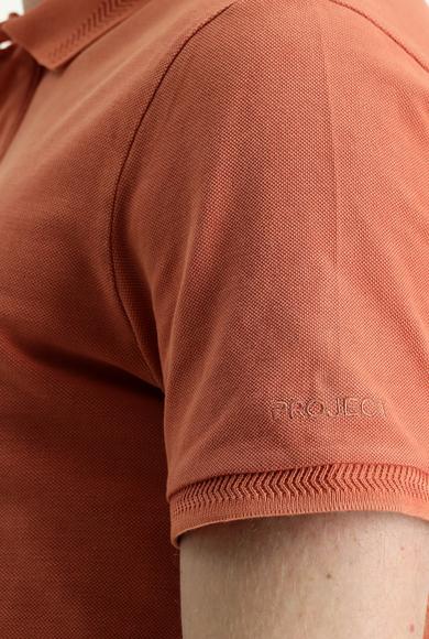 Erkek Giyim - Sarı XXL Beden Polo Yaka Slim Fit Dar Kesim Nakışlı Pamuk Tişört