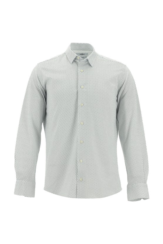 Erkek Giyim - Uzun Kol Baskılı Pamuk Gömlek