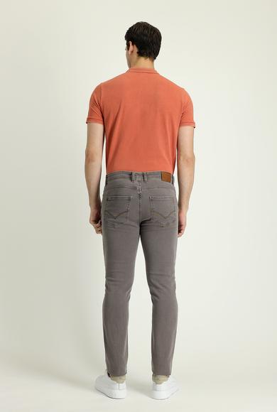 Erkek Giyim - ORTA GRİ 54 Beden Slim Fit Likralı Denim Pantolon
