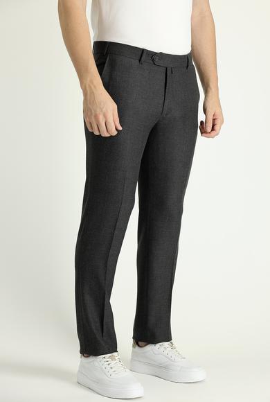 Erkek Giyim - ORTA ANTRASİT 50 Beden Slim Fit Likralı Klasik Pantolon