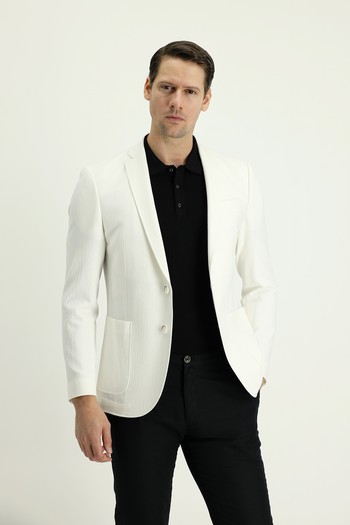 Krem
      
      Süper Slim Fit Desenli Spor Ceket_0
