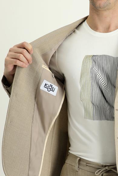 Erkek Giyim - AÇIK VİZON 40 Beden Süper Slim Fit Desenli Spor Ceket