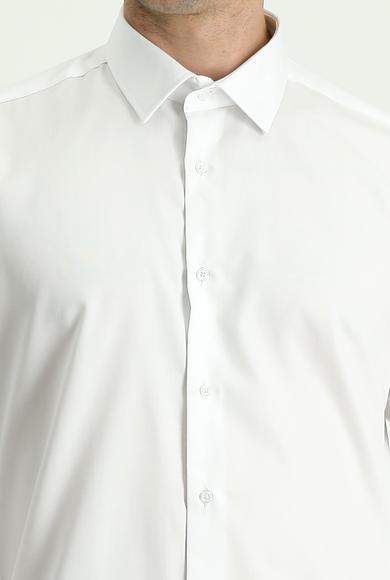 Erkek Giyim - BEYAZ XS Beden Uzun Kol Slim Fit Non Iron Pamuklu Gömlek