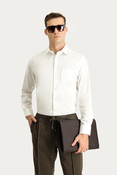 Erkek Giyim - BEYAZ 3X Beden Uzun Kol Klasik Pamuklu Gömlek