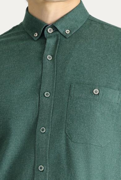 Erkek Giyim - ORMAN YEŞİLİ L Beden Uzun Kol Regular Fit Oduncu Pamuklu Gömlek