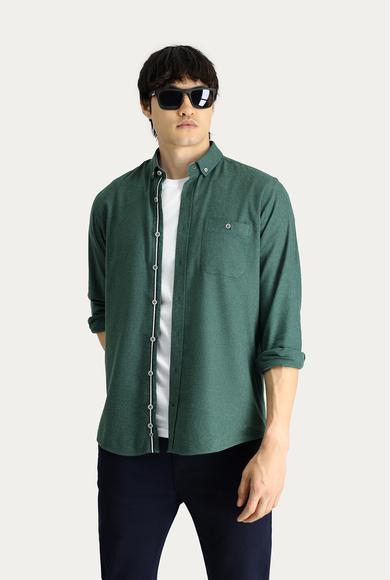 Erkek Giyim - ORMAN YEŞİLİ L Beden Uzun Kol Regular Fit Oduncu Pamuklu Gömlek