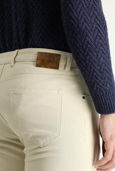 Erkek Giyim - AÇIK BEJ 48 Beden Regular Fit Desenli Likralı Kanvas / Chino Pantolon
