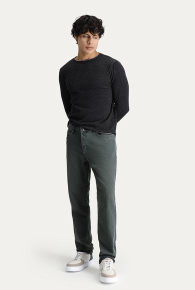 Erkek Giyim - ORTA HAKİ 56 Beden Regular Fit Likralı Denim Pantolon