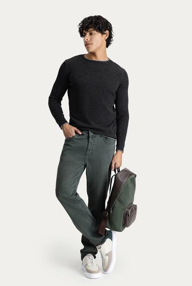 Erkek Giyim - ORTA HAKİ 56 Beden Regular Fit Likralı Denim Pantolon