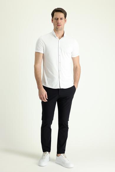 Erkek Giyim - SİYAH 44 Beden Techno-Line Slim Fit Beli Lastikli İpli Likralı Pantolon
