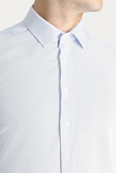 Erkek Giyim - AÇIK MAVİ XL Beden Uzun Kol Slim Fit Desenli Klasik Gömlek