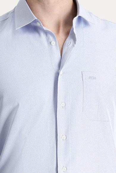 Erkek Giyim - KOYU MAVİ XL Beden Uzun Kol Klasik Desenli Gömlek