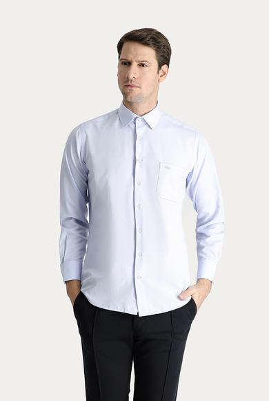 Erkek Giyim - UÇUK MAVİ XXL Beden Uzun Kol Klasik Desenli Pamuklu Gömlek