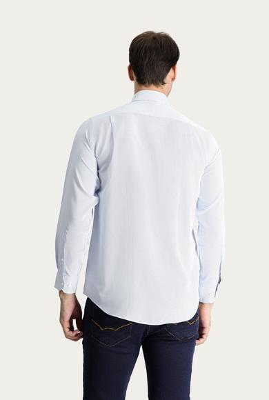 Erkek Giyim - AÇIK MAVİ L Beden Uzun Kol Desenli Klasik Gömlek