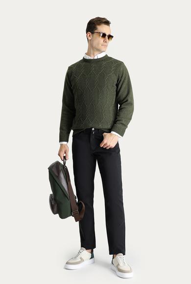 Erkek Giyim - SİYAH 50 Beden Regular Fit Pamuk Kanvas / Chino Pantolon