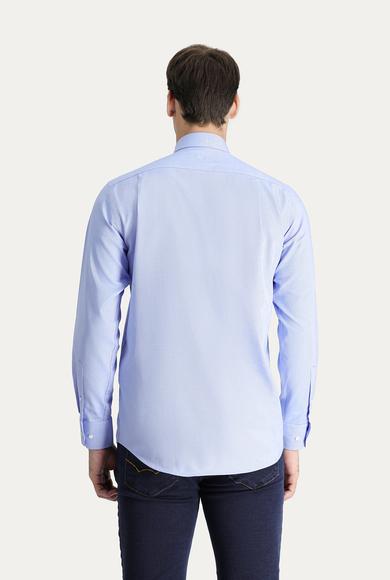 Erkek Giyim - MAVİ M Beden Uzun Kol Regular Fit Oxford Pamuk Gömlek