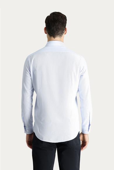 Erkek Giyim - UÇUK MAVİ S Beden Uzun Kol Slim Fit Oxford Pamuk Gömlek