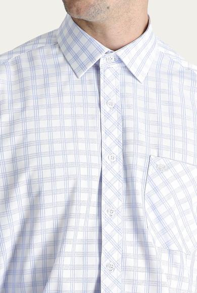 Erkek Giyim - AÇIK MAVİ M Beden Uzun Kol Klasik Ekose Pamuk Gömlek