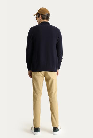 Erkek Giyim - ORTA BEJ 54 Beden Slim Fit Likralı Kanvas / Chino Pantolon