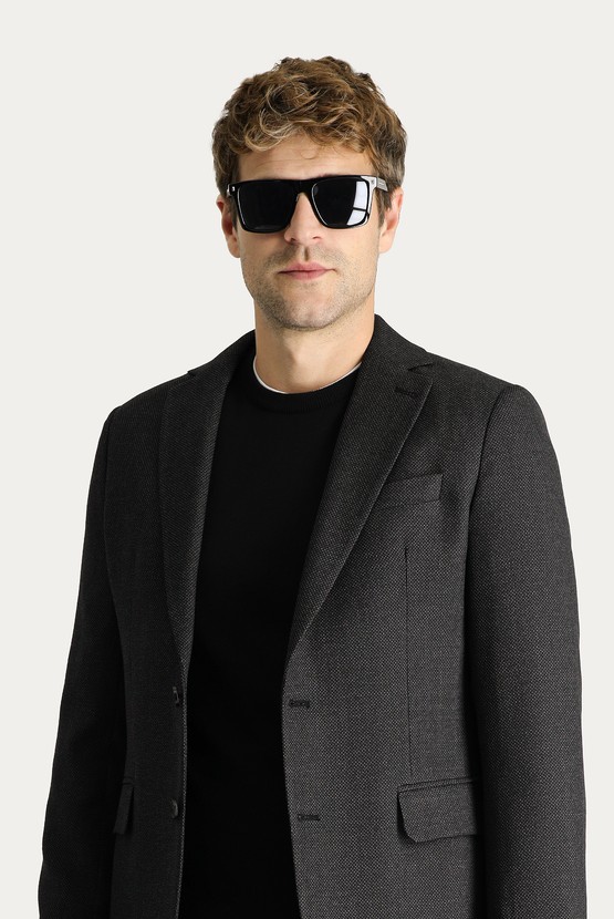 Erkek Giyim - Yünlü Desenli Klasik Ceket